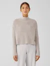 Eileen Fisher Merino Cropped Turtleneck Top In Regenerative Wool In Neutral