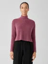 Eileen Fisher Merino Cropped Turtleneck Top In Regenerative Wool In Purple