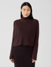 Eileen Fisher Merino Cropped Turtleneck Top In Regenerative Wool In Brown