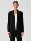 Eileen Fisher Merino High Collar Cardigan In Regenerative Wool In Black