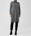 Eileen Fisher Merino Jersey Turtleneck Dress In Regenerative Wool In Ash In Grey