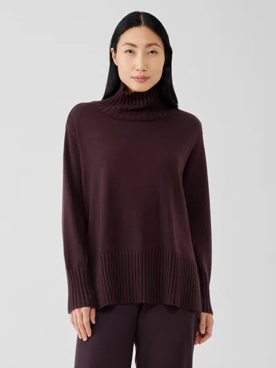Eileen Fisher Merino Jersey Turtleneck In Regenerative Wool In Purple