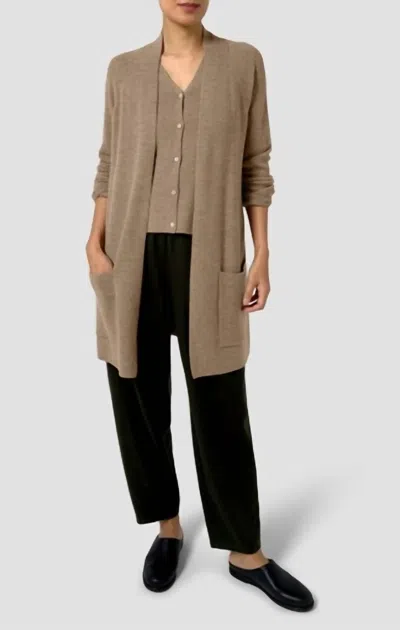 Eileen Fisher Merino Long Cardigan In Biscuit In Neutral