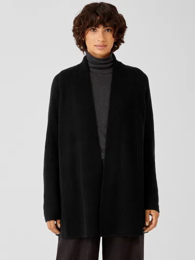 Eileen Fisher Merino Long Cardigan In Responsible Wool In Black