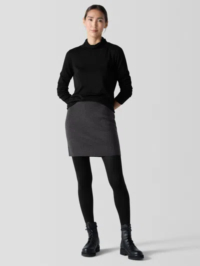 Eileen Fisher Merino Mini Skirt In Regenerative Wool In Charcoal