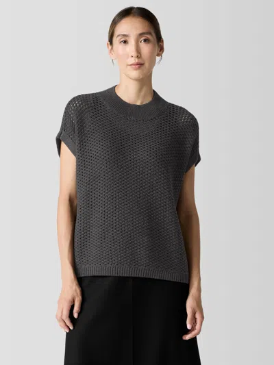 Eileen Fisher Merino Mock Neck Top In Regenerative Wool In Gray