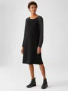 Eileen Fisher Merino Rib Dress In Regenerative Wool In Black