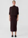 Eileen Fisher Merino Rib Pencil Skirt In Regenerative Wool In Burgundy