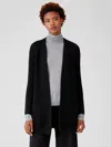 Eileen Fisher Merino Rib Raglan Cardigan In Regenerative Wool In Black