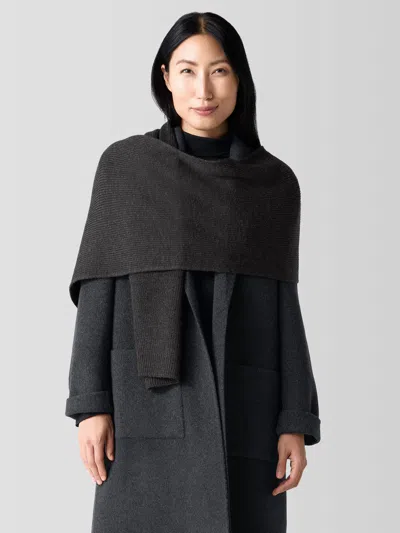 Eileen Fisher Merino Scarf In Regenerative Wool In Black