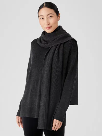 Eileen Fisher Merino Scarf In Responsible Wool In Black