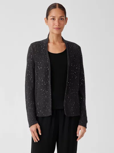 Eileen Fisher Merino Sequin Cardigan In Gray