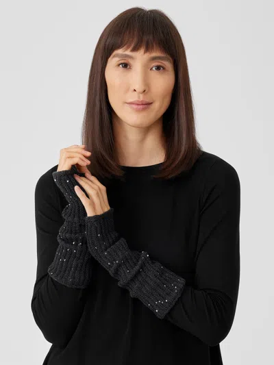 Eileen Fisher Merino Sequin Glovelettes In Gray