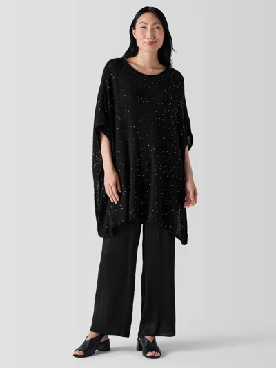 Eileen Fisher Merino Sequin Poncho In Black