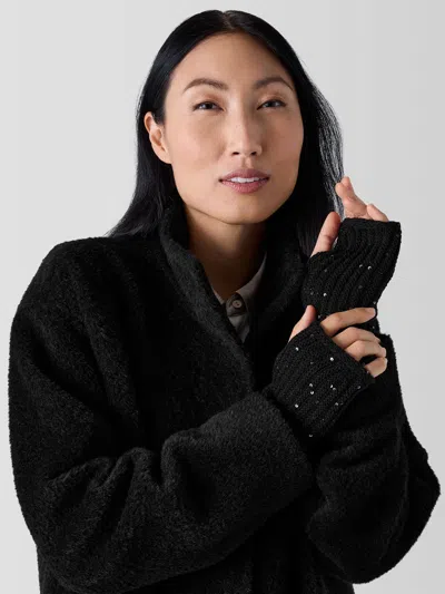 Eileen Fisher Merino Sequin Sparkle Glovelettes In Black