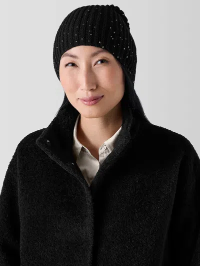 Eileen Fisher Merino Sequin Sparkle Hat In Black