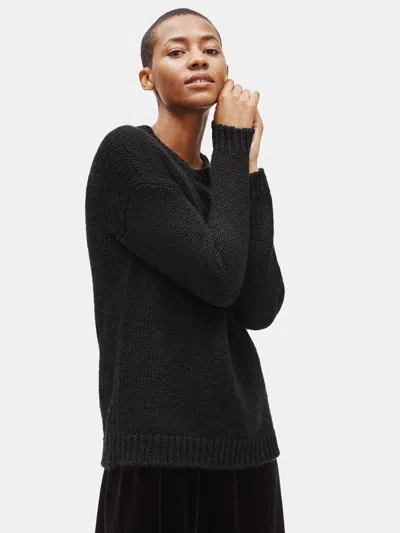 Eileen Fisher Merino Silk Cashmere Box-top In Black
