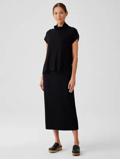 Eileen Fisher Merino Slim Pencil Skirt In Regenerative Wool In Black