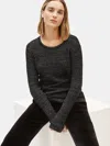 Eileen Fisher Merino Sparkle Crew Neck Top In Responsible Wool In Black