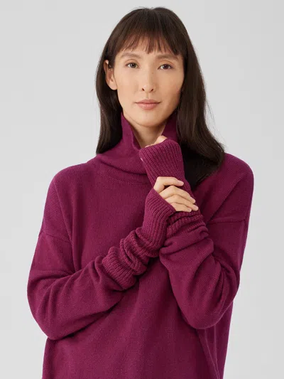 Eileen Fisher Merino Thermal Rib Glovelettes In Regenerative Wool In Purple