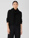 Eileen Fisher Merino Thermal Rib Scarf In Regenerative Wool In Black