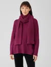 Eileen Fisher Merino Thermal Rib Scarf In Regenerative Wool In Purple