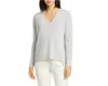 Eileen Fisher Merino Wool Boxy Shimmer Sweater In Gray In Gray