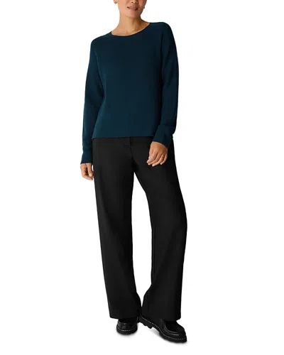 Eileen Fisher Merino Wool Crewneck Sweater In Blue