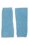Eileen Fisher Merino Wool Knit Fingerless Gloves In Blue