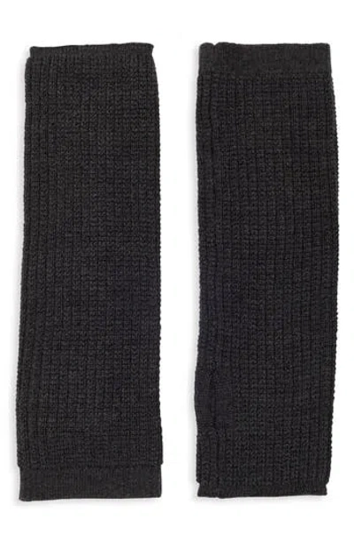 Eileen Fisher Merino Wool Knit Fingerless Gloves In Black