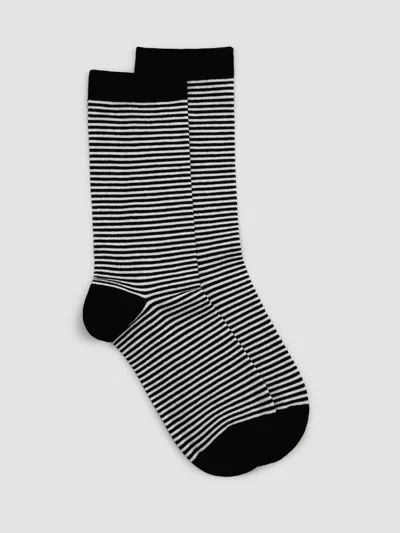 Eileen Fisher Micro Stripe Cotton Trouser Sock In Black