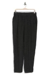 Eileen Fisher Microcheck Organic Linen Tapered Ankle Pants In Black