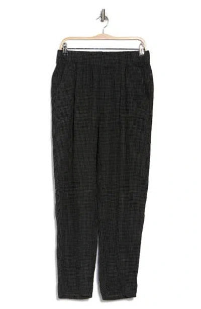 Eileen Fisher Microcheck Organic Linen Tapered Ankle Pants In Black