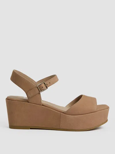 Eileen Fisher Mime Tumbled Nubuck Platform Sandal In Brown