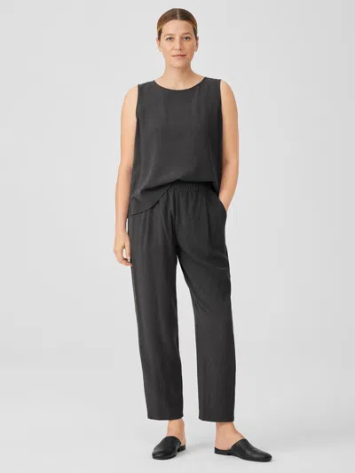 Eileen Fisher Mini Check Crepe Tapered Pant In Gray