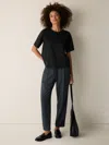 Eileen Fisher Mini Check Crepe Tapered Pant In Black