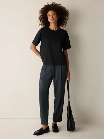 Eileen Fisher Mini Check Crepe Tapered Pant In Black