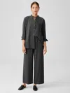 Eileen Fisher Mini Check Crepe Wide-leg Pant In Black