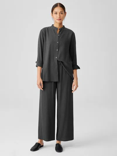 Eileen Fisher Mini Check Crepe Wide-leg Pant In Black