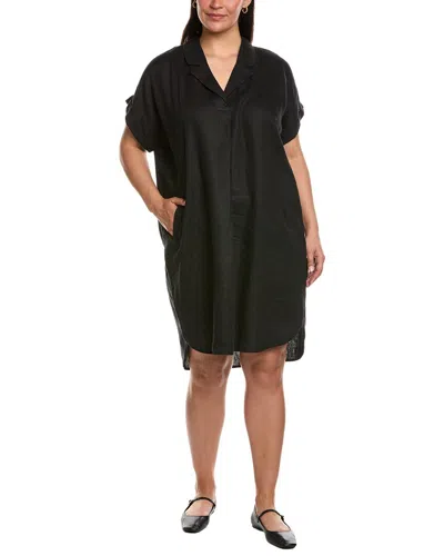 Eileen Fisher Mini Notch Collar Linen Dress In Black