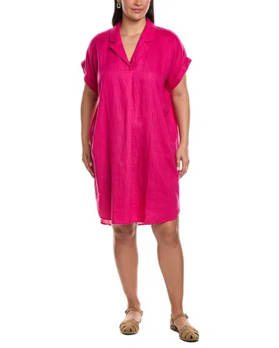 Eileen Fisher Mini Notch Collar Linen Dress In Pink