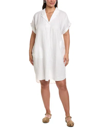 Eileen Fisher Mini Notch Collar Linen Dress In White