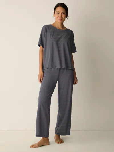 Eileen Fisher Mini Stripe Organic Cotton Jersey Sleep Set In Gray