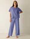 Eileen Fisher Mini Stripe Organic Cotton Jersey Sleep Set In Blue