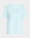 Eileen Fisher Missy Scoop-neck Pocket Tee In Pool