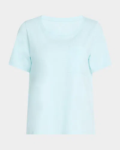 Eileen Fisher Missy Scoop-neck Pocket Tee In Pool