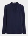 Eileen Fisher Missy Silk Georgette Blouse In Blue