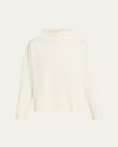 EILEEN FISHER MISSY WAFFLE-KNIT FUNNEL-NECK SWEATER