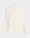 Eileen Fisher Missy Waffle-knit Funnel-neck Sweater In White