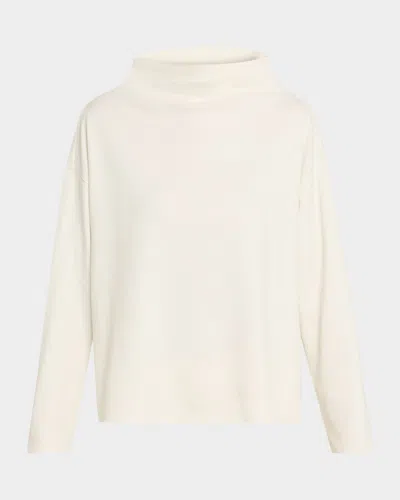 Eileen Fisher Missy Waffle-knit Funnel-neck Sweater In Neutral